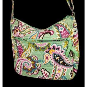 VERA BRADLEY GREEN PINK SUMMER CROSSBODY PURSE SHOULDER BAG LINED TUTTI FRUTTI